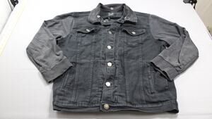 GS-115 Premium Mens L Black Denim Trucker Jacket Knit Sleeves Full Zip Layered